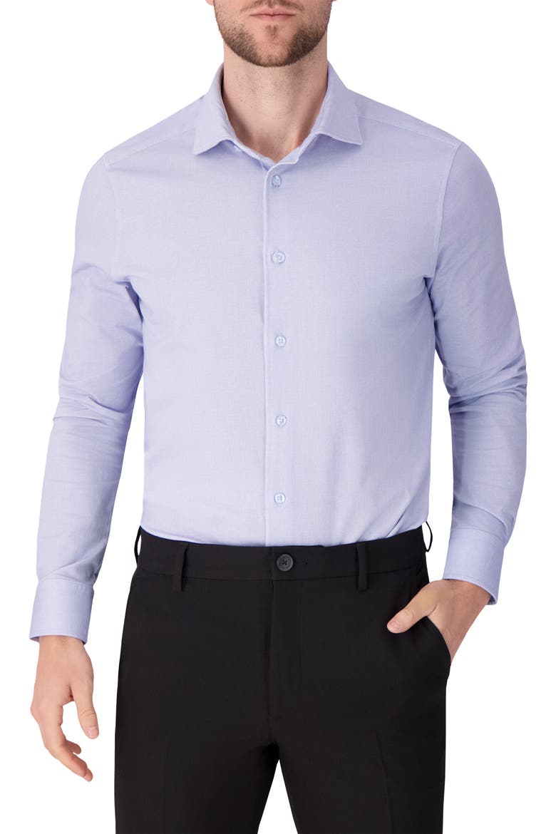 Regular Fit Pin Dot Knit Cotton Dress Shirt, Main, color, LIGHT BLUE