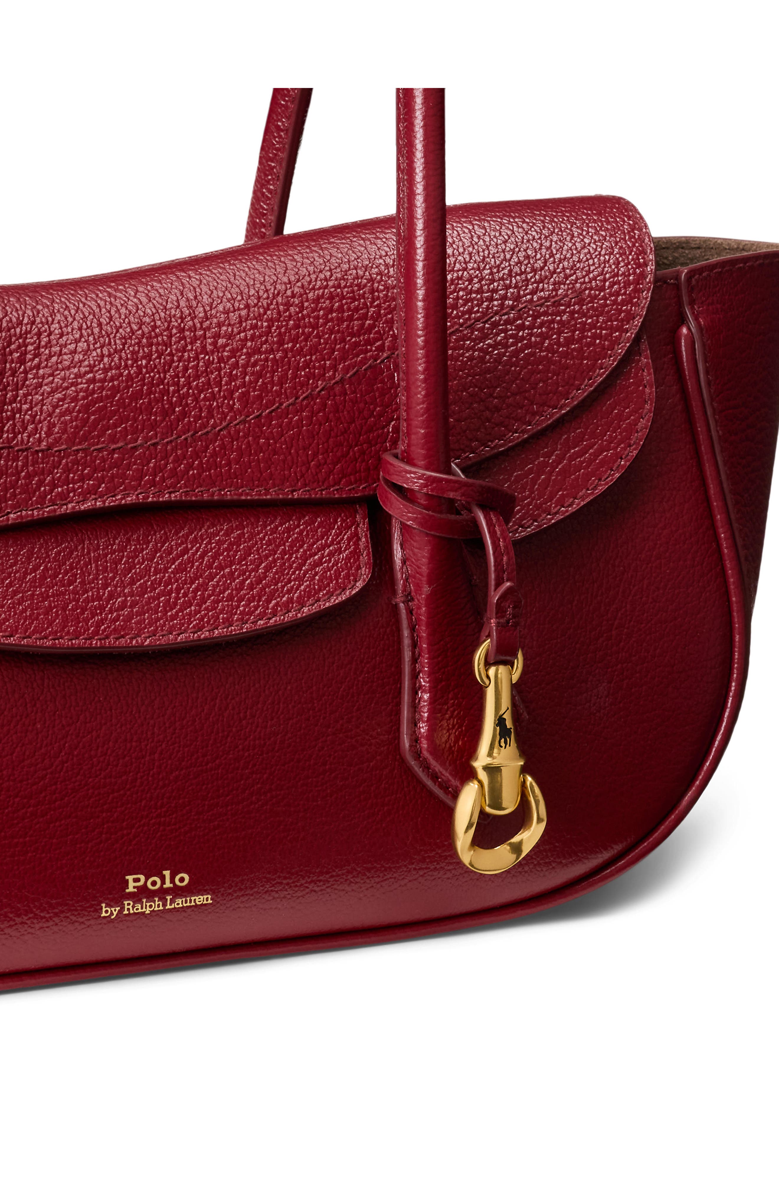 Small Polo Blaze Grained Leather Shoulder Bag, Alternate, color, CURRANT