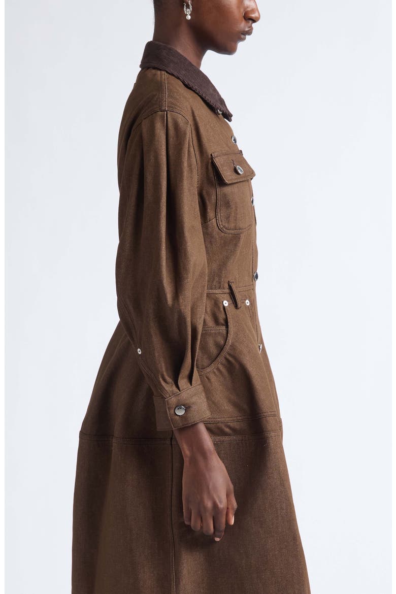 Long Sleeve Utility Pocket Denim Dress, Alternate, color, TAN