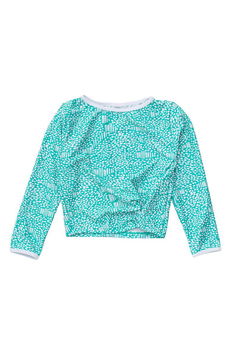 Snapper Rock Kids' Spearmint Spot Crop Rashguard, Main, color, 