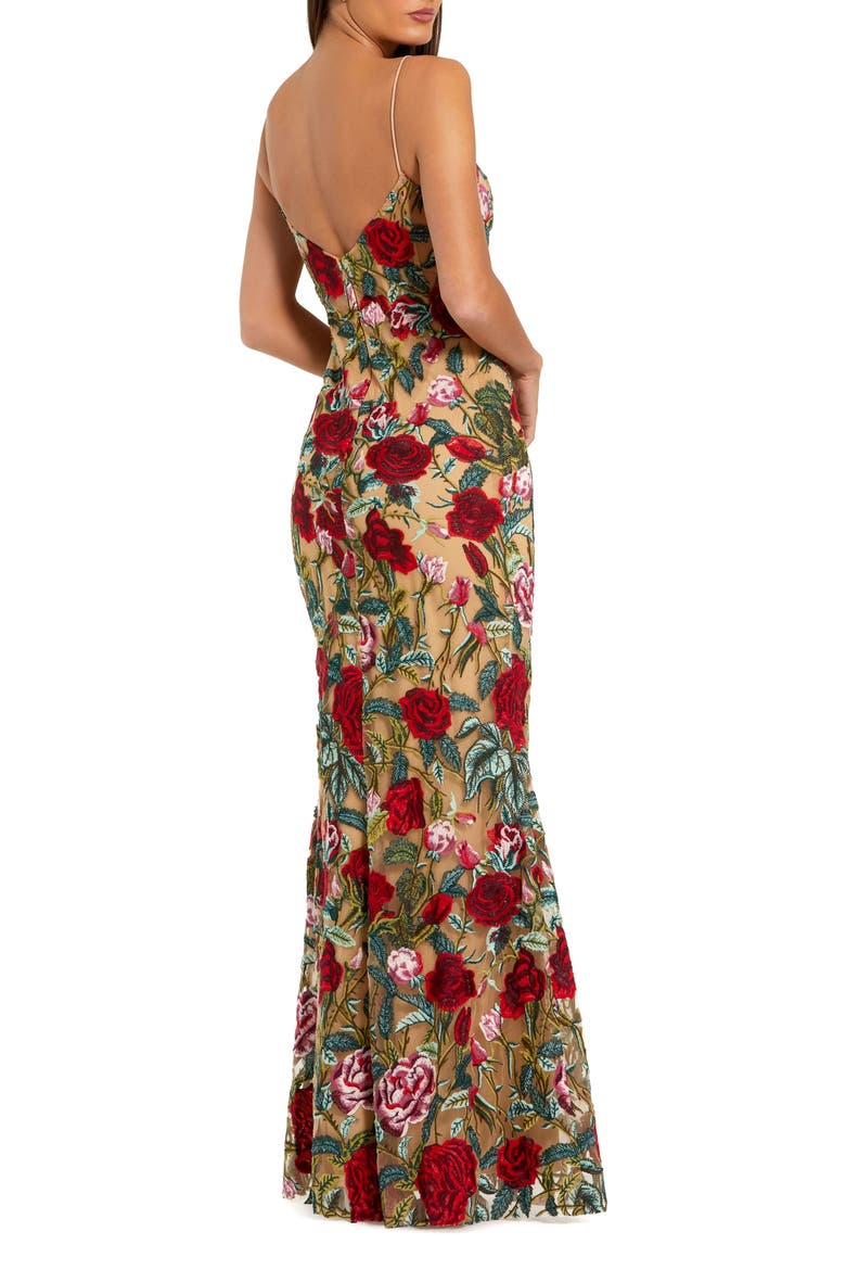 Floral Embroidered Off The Shoulder Gown, Alternate, color, Nude Multi
