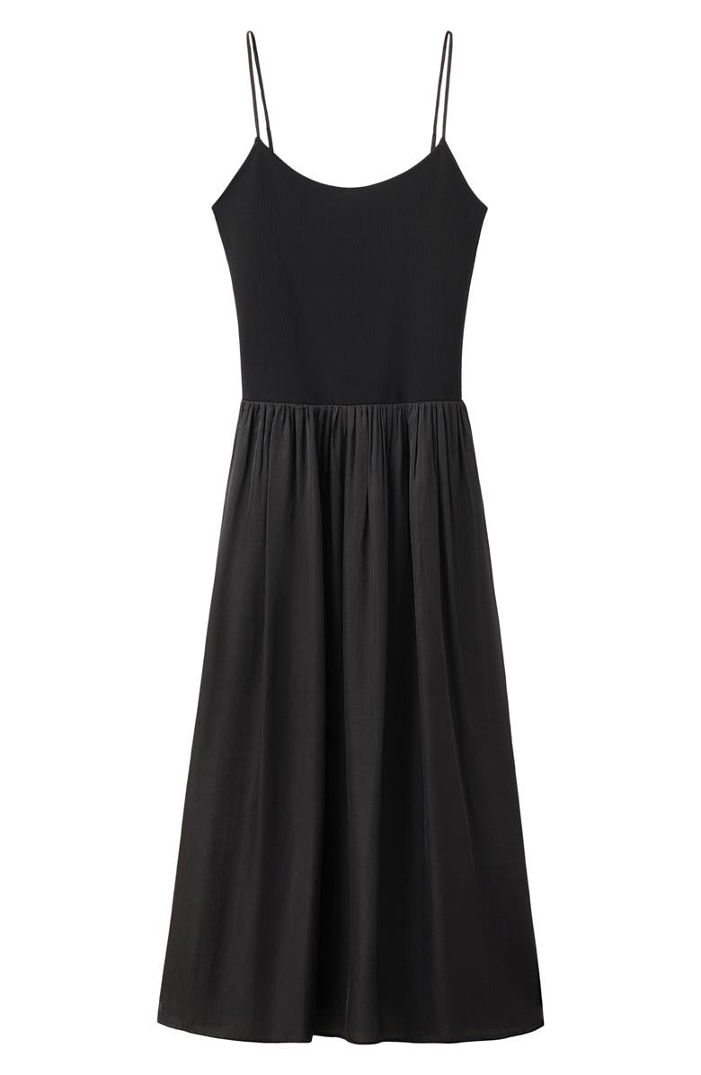 MANGO Lace-Up Back Drop Waist Mixed Media Dress, Alternate, color,