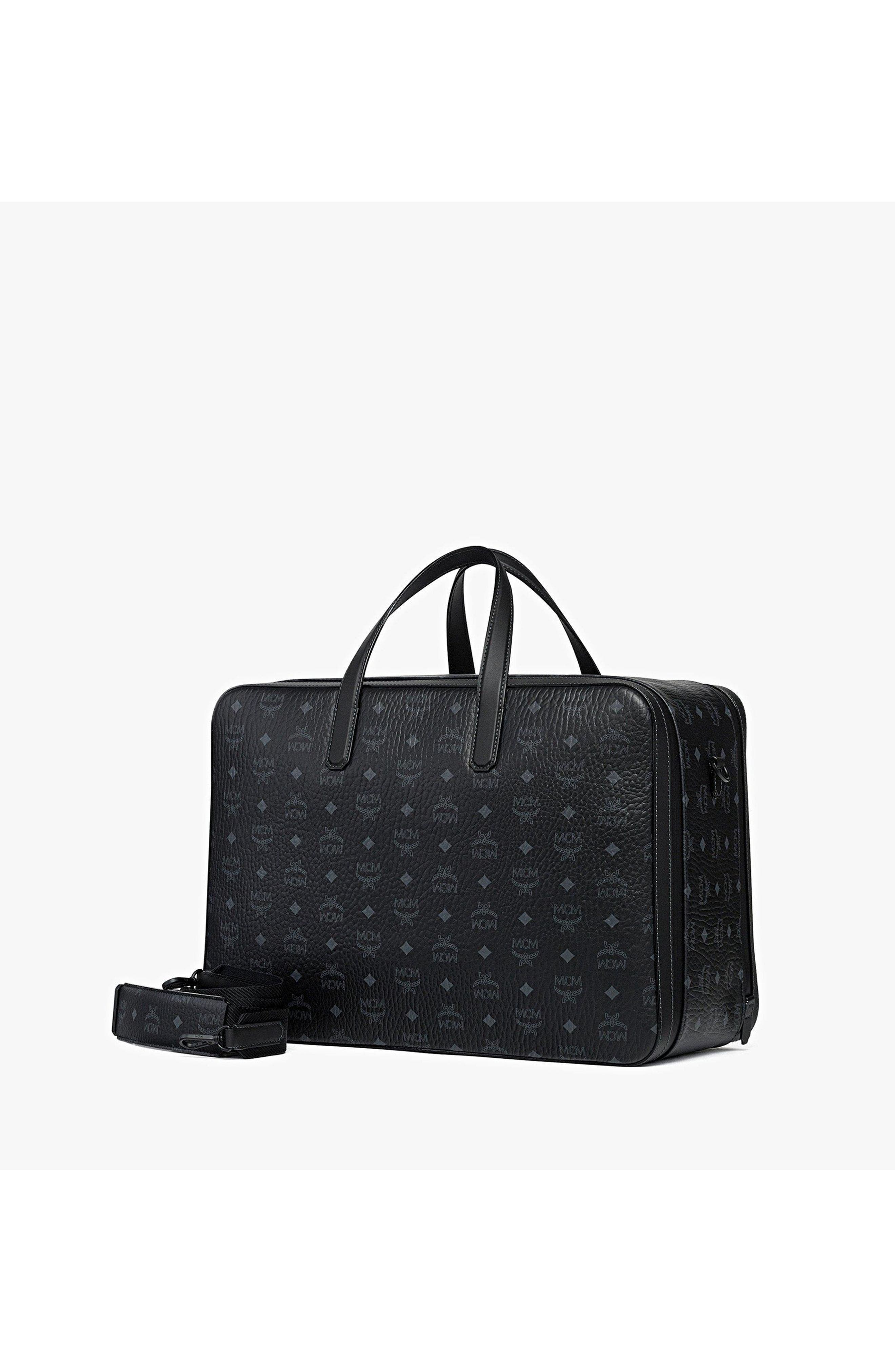 MCM Ottomar Garment Bag in Visetos, Alternate, color, Black