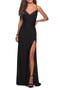 Long Homecoming Dress with Slit and Criss Cross Back