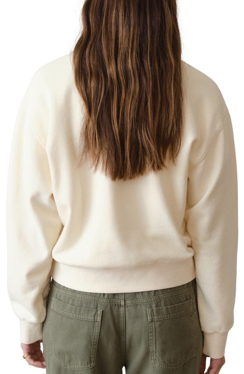 Marine Layer Cloud 9 Cotton Blend Fleece Polo Sweatshirt, Alternate, color, Antique White