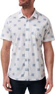 TravisMathew Favorite Part Floral Geo Print Short Sleeve Stretch Button-Up Shirt