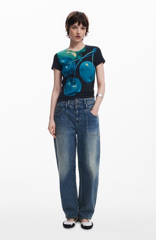 Desigual Graphic Short Sleeve T-shirt In Black