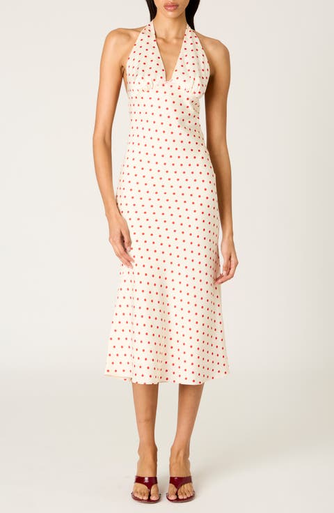 La Brea Polka Dot Halter Neck Slipdress