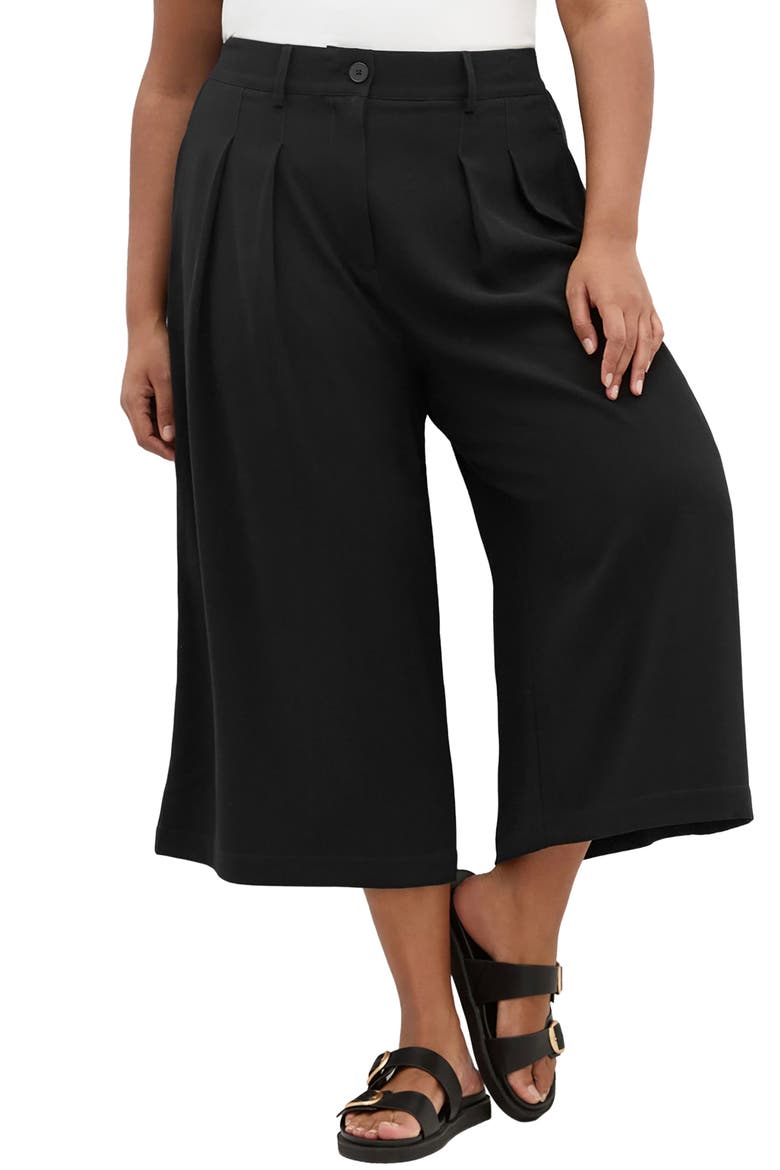 Abbie Wide Leg Crop Pants, Main, color, BLACK