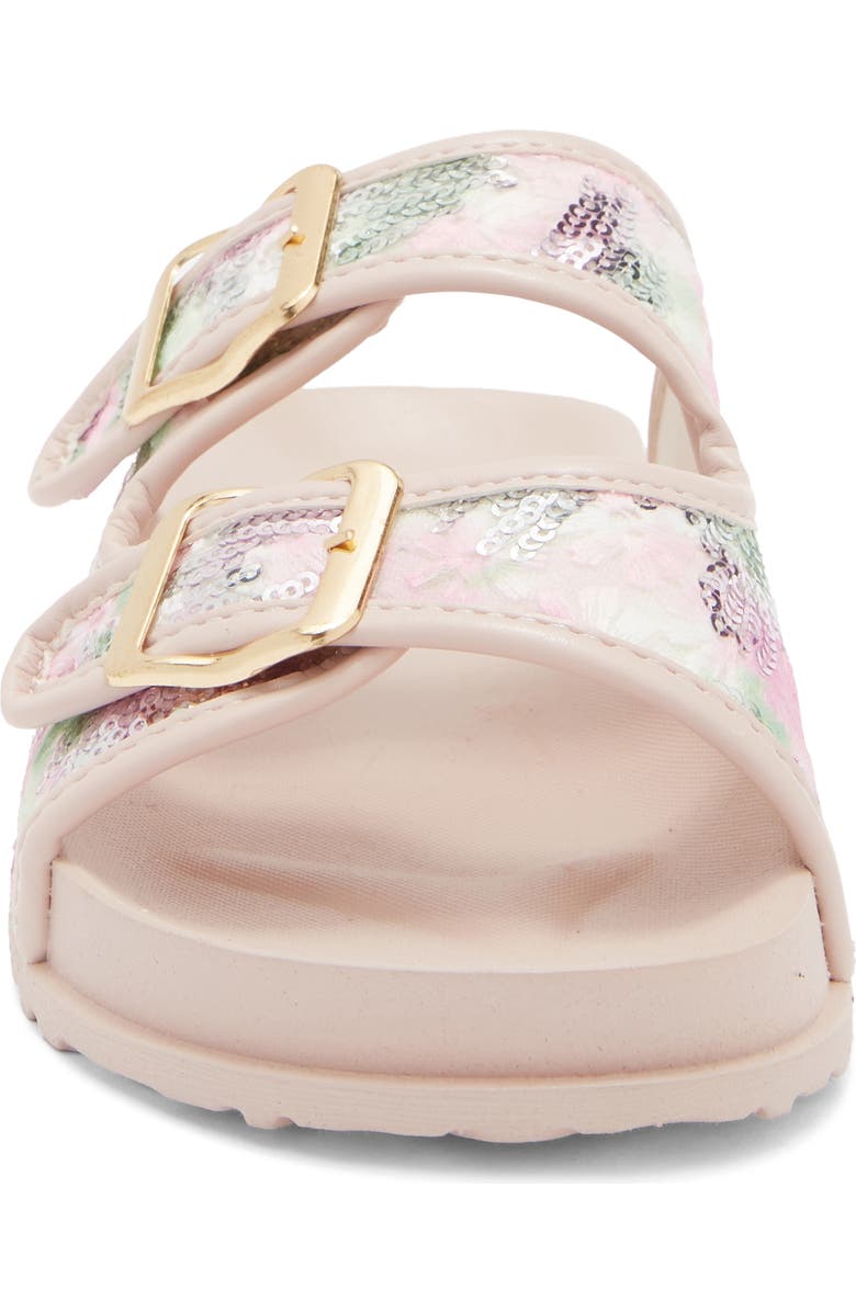 bebe Kids' Double Strap Slide Sandal, Alternate, color, White Multi