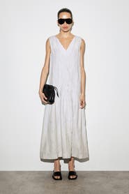 COS Sculpted Pleated Linen Midi Dress