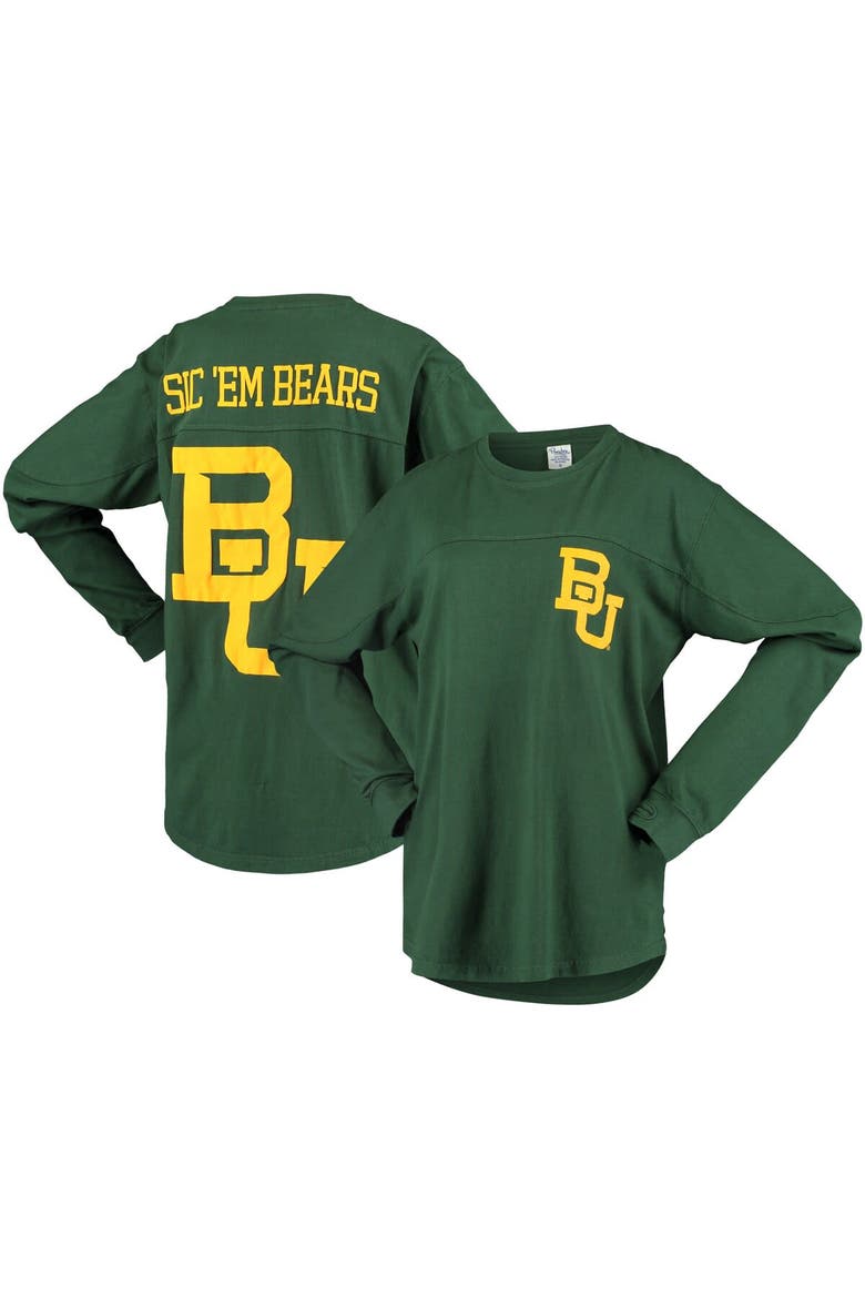 Women's Pressbox Green Baylor Bears Big Shirt Oversized Long Sleeve T-Shirt, Main, color, Green
