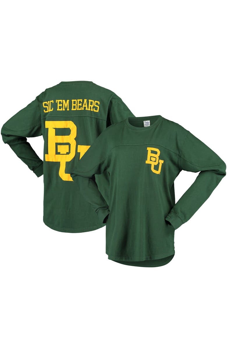 PRESSBOX Women's Pressbox Green Baylor Bears Big Shirt Oversized Long Sleeve T-Shirt, Main, color, 
