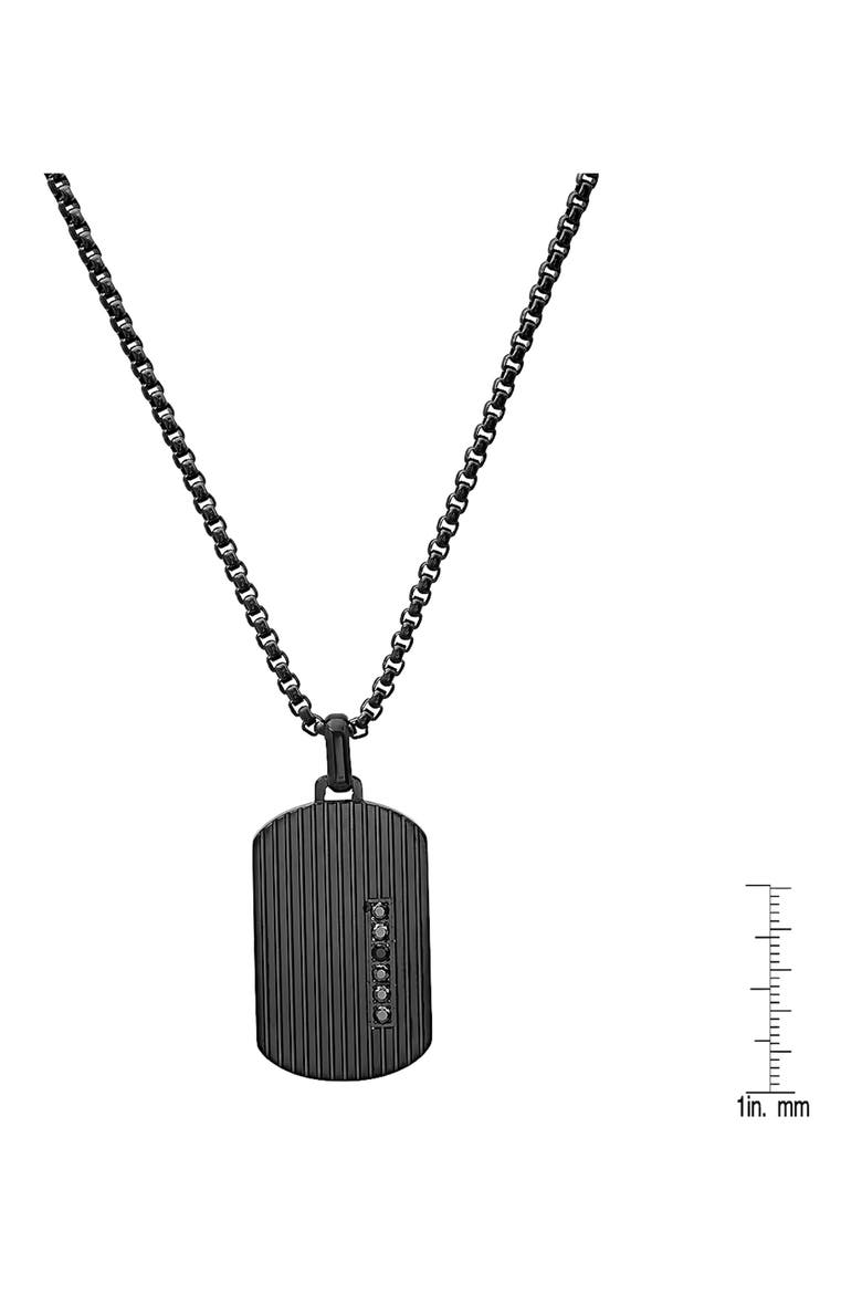 Men's Simulated Black Diamond Dog Tag Pendant Necklace, Alternate, color, BLACK