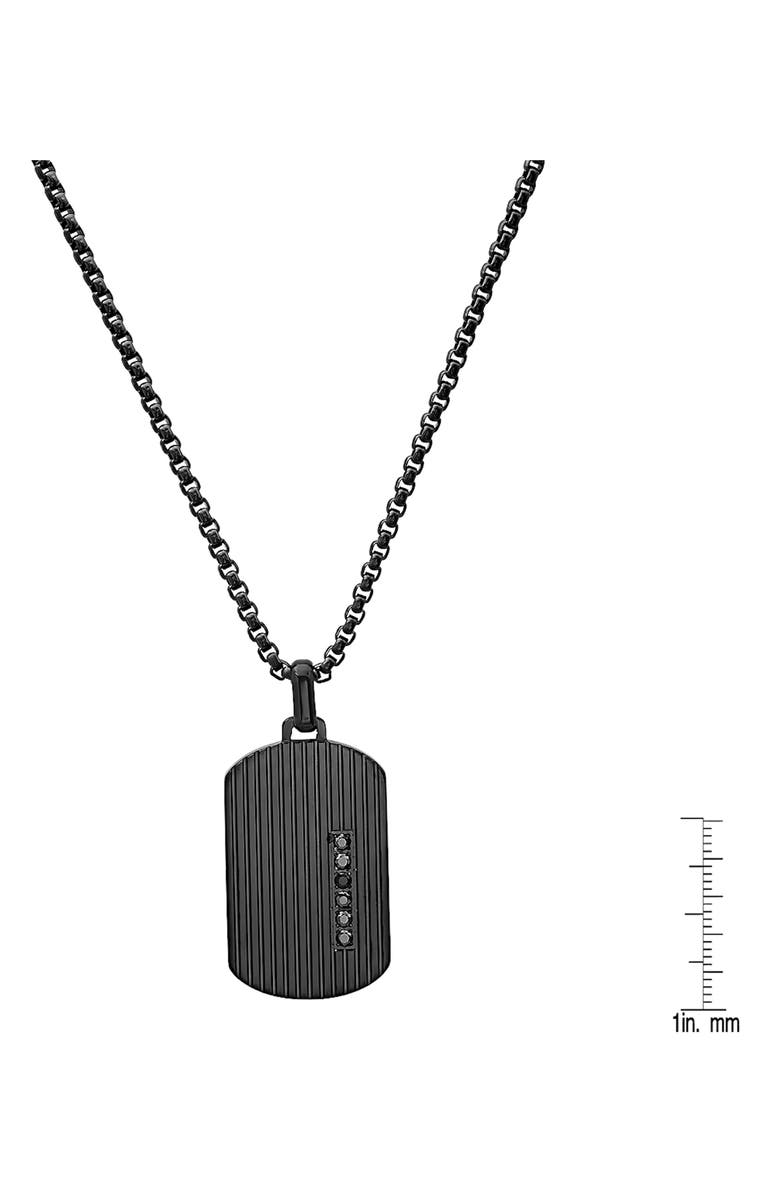 HMY JEWELRY Men's Simulated Black Diamond Dog Tag Pendant Necklace, Alternate, color, Black
