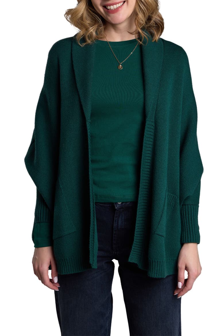 Oversize Ribbed Knit Cardigan, Main, color, GREEN