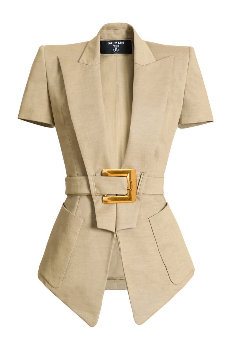 Belted gabardine Anthem jacket, Alternate, color, beige