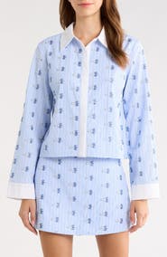 MAUDE CLUB Sabine Beaded Stripe Shirt