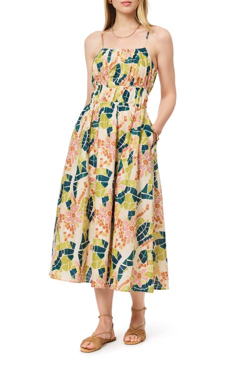 Floral Gathered A-Line Cotton Sundress