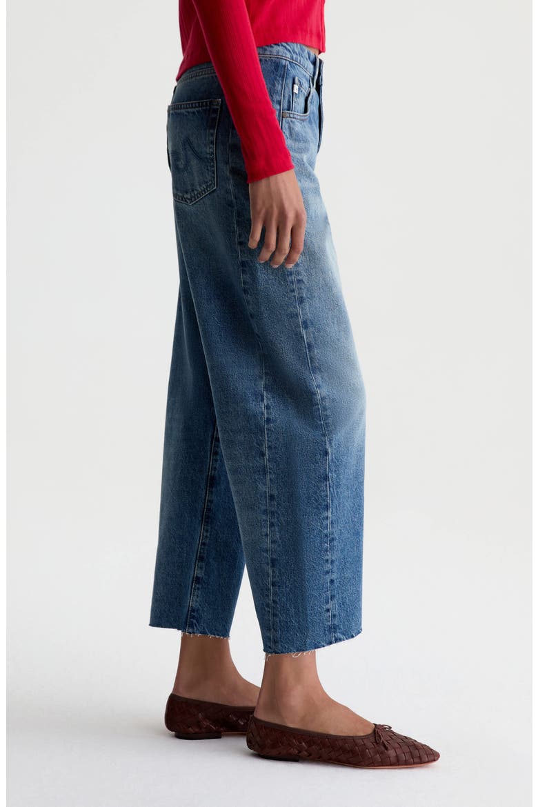 Hattie Raw Hem High Waist Crop Barrel Leg Jeans, Alternate, color, PERFECT PITCH