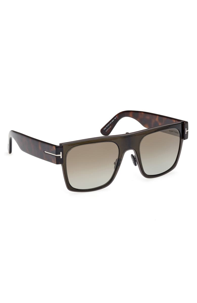 TOM FORD Edwin 54mm Square Sunglasses, Alternate, color, Gunmetal / Khaki / Havana