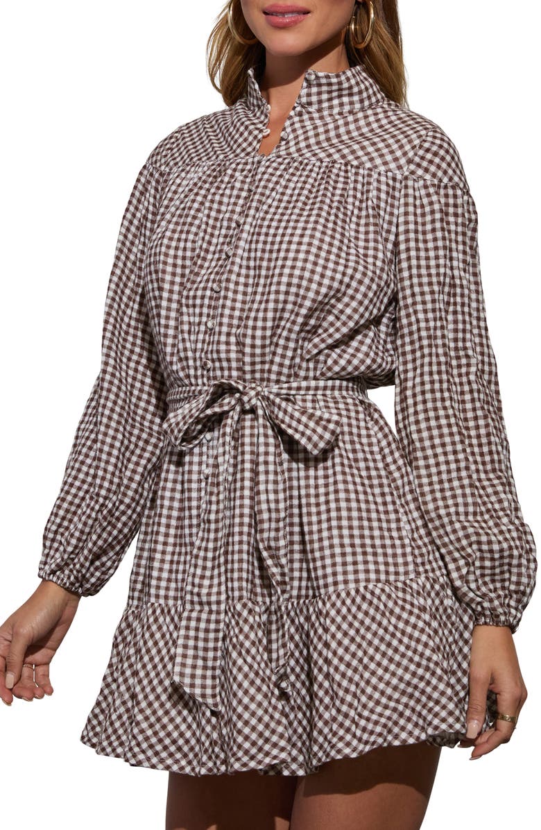 VICI Collection Sweet Autumn Plaid Belted Long Sleeve Mini Shirtdress, Alternate, color, 