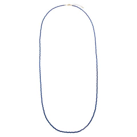Navy Blue Beaded Chain Necklace 36"