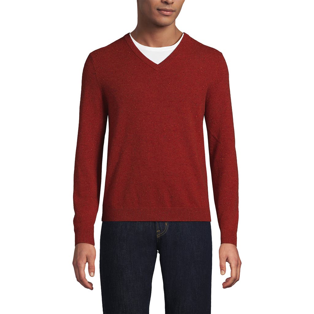 Lands' End Fine Gauge Cashmere V-neck Sweater In Red
