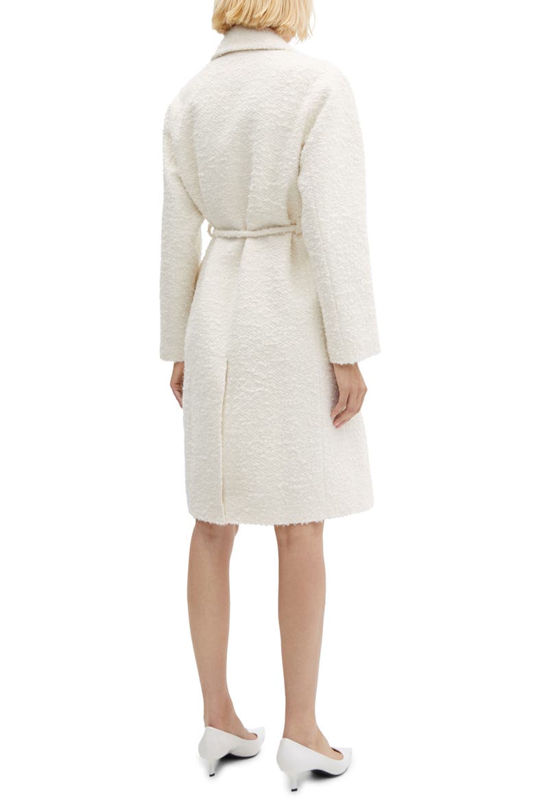Tie Belt Bouclé Coat, Alternate, color, ECRU