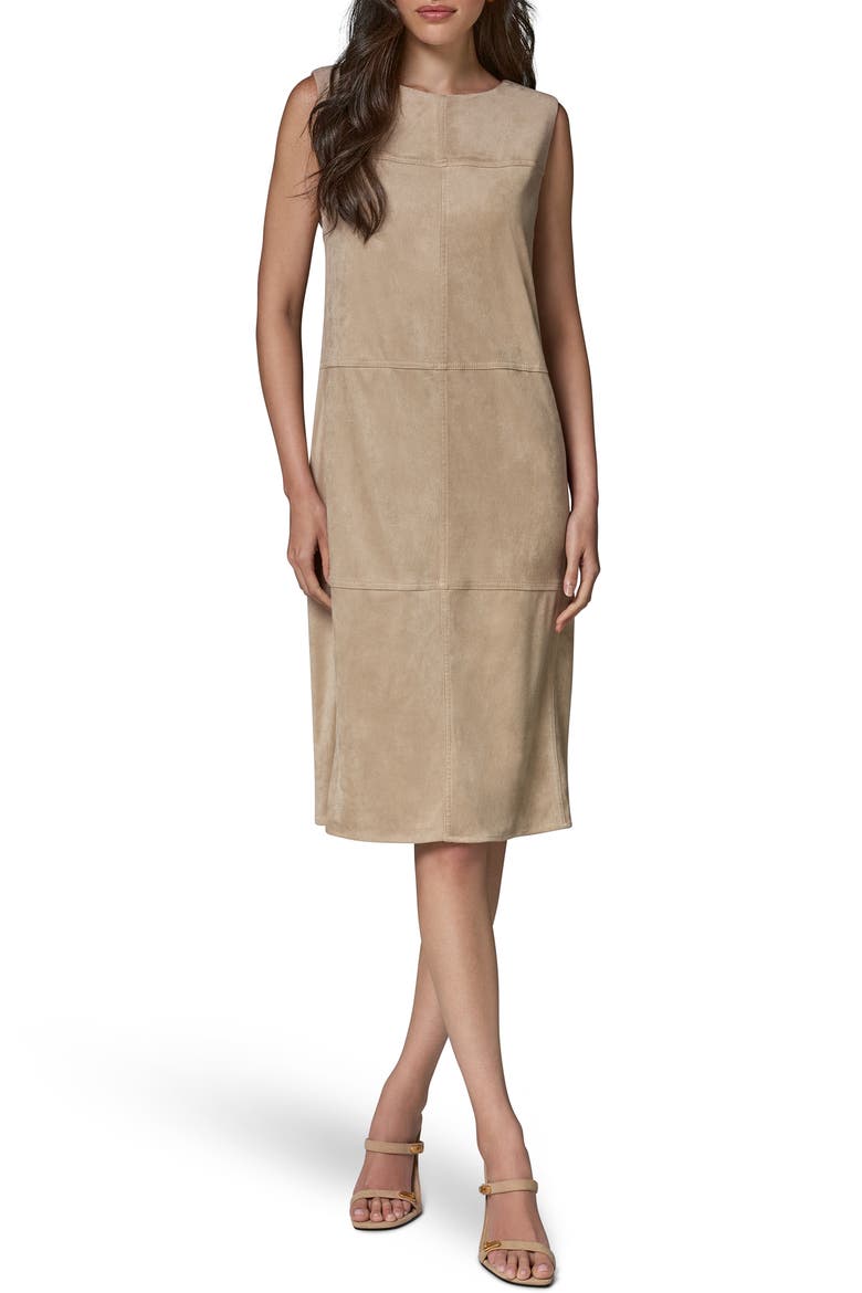 Faux Suede Sheath Dress, Main, color, OATMILK