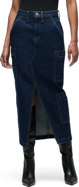 Hudson Jeans Reconstructed Stretch Cotton Denim Maxi Skirt