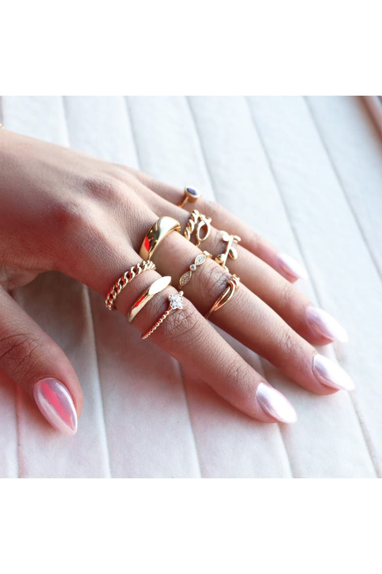 Diamond Clover Bead Ring, Alternate, color, Yellow Gold