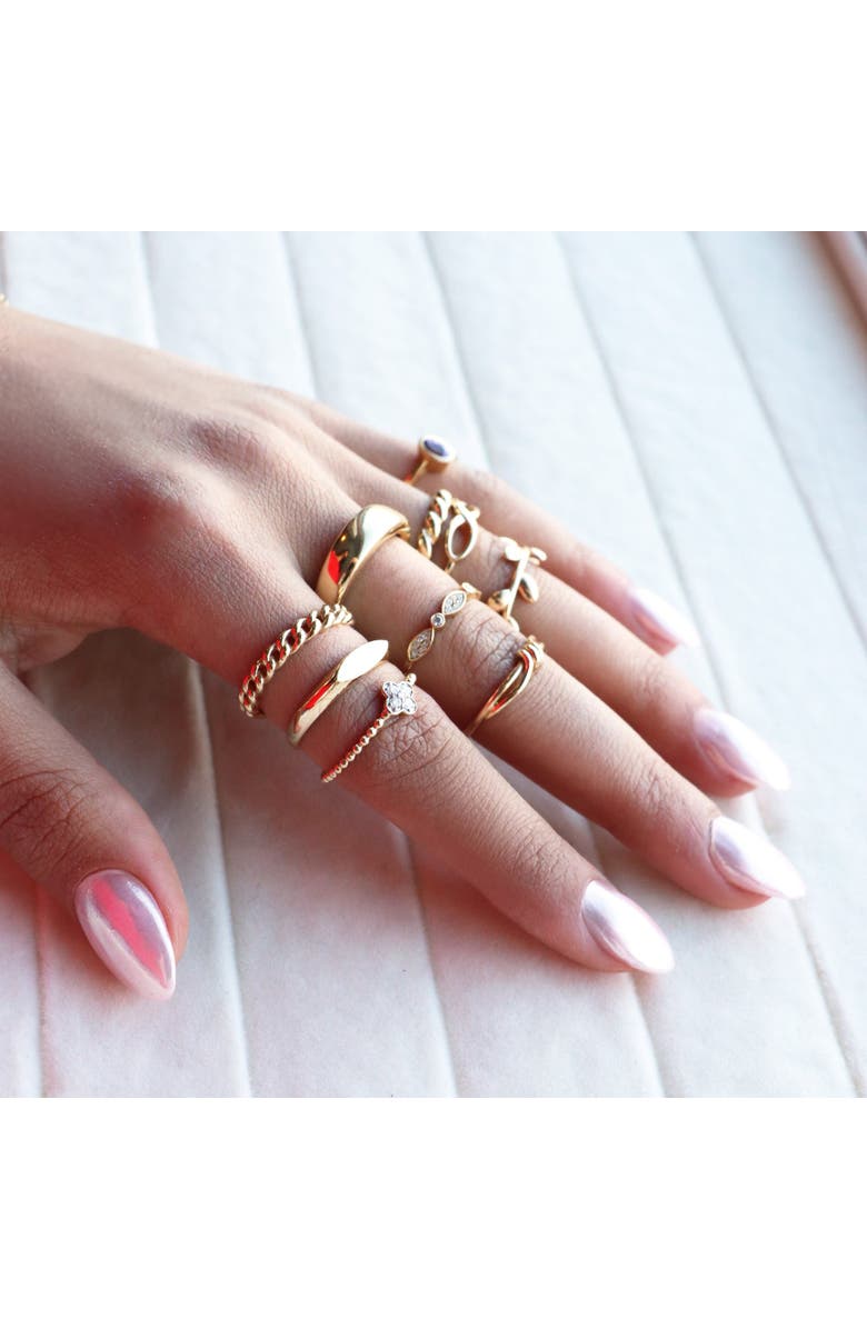 The Lovery Fine Jewelry Diamond Clover Bead Ring, Alternate, color, Yellow Gold