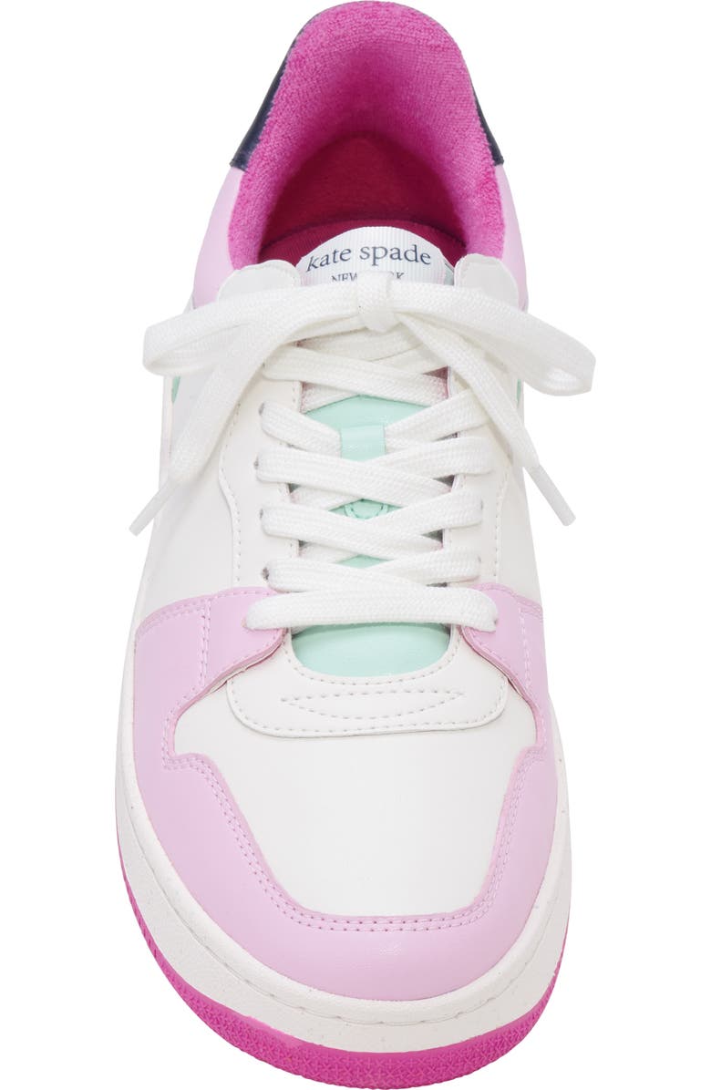 Kate Spade New York bolt colorblock sneaker, Alternate, color, Opt Wht/ Violet Blush