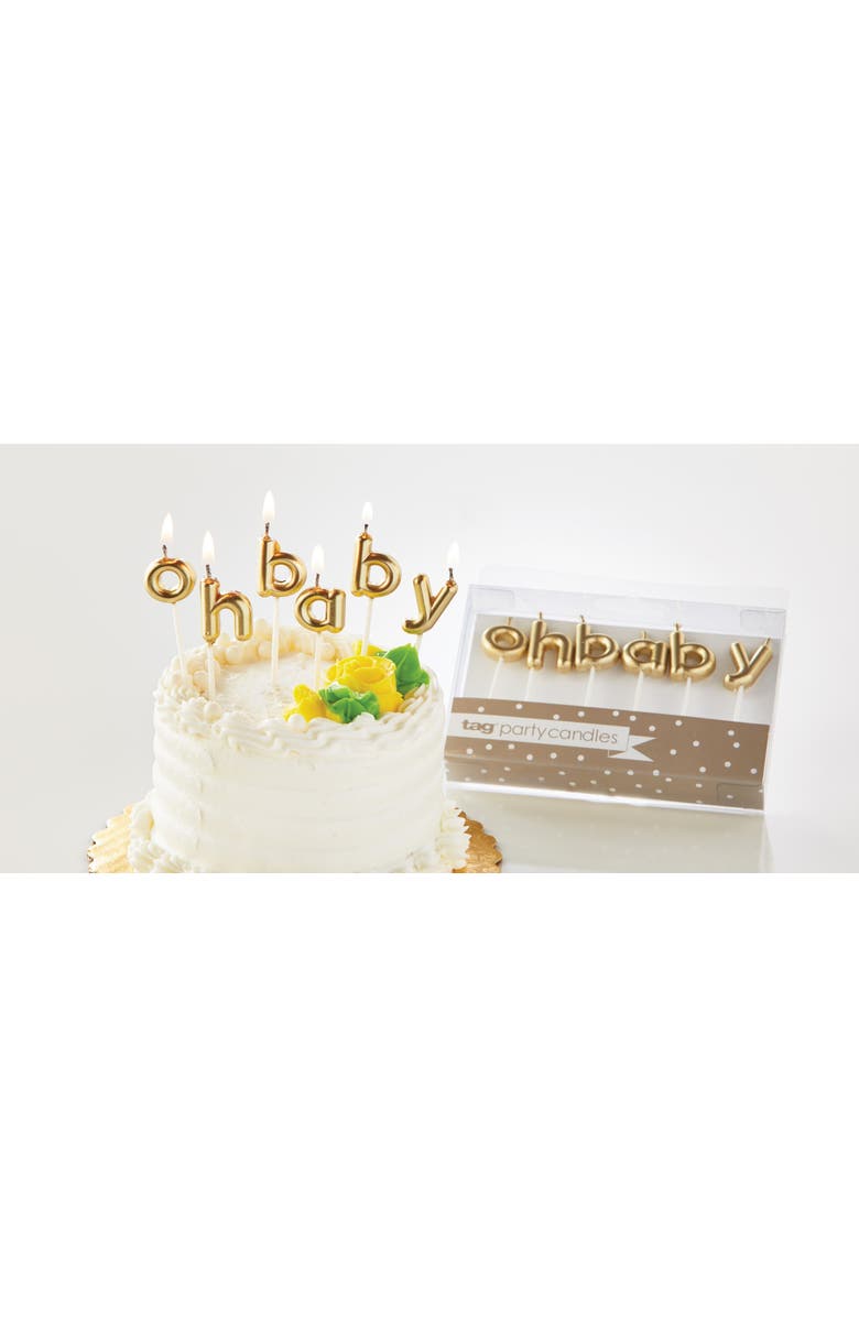 tag Oh Baby Candle Set Gold Letters for Baby Shower Decor, Alternate, color, Gold