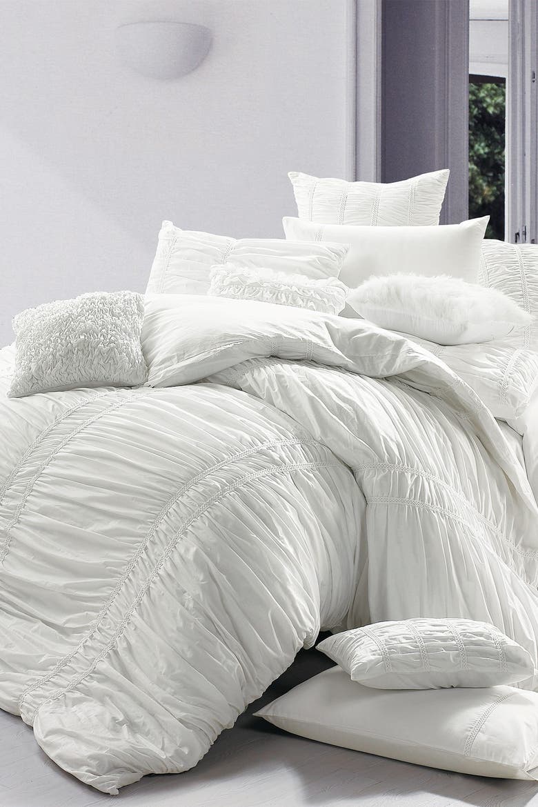 Full/Queen Belle Embroidered Duvet Set - White, Alternate, color, WHITE