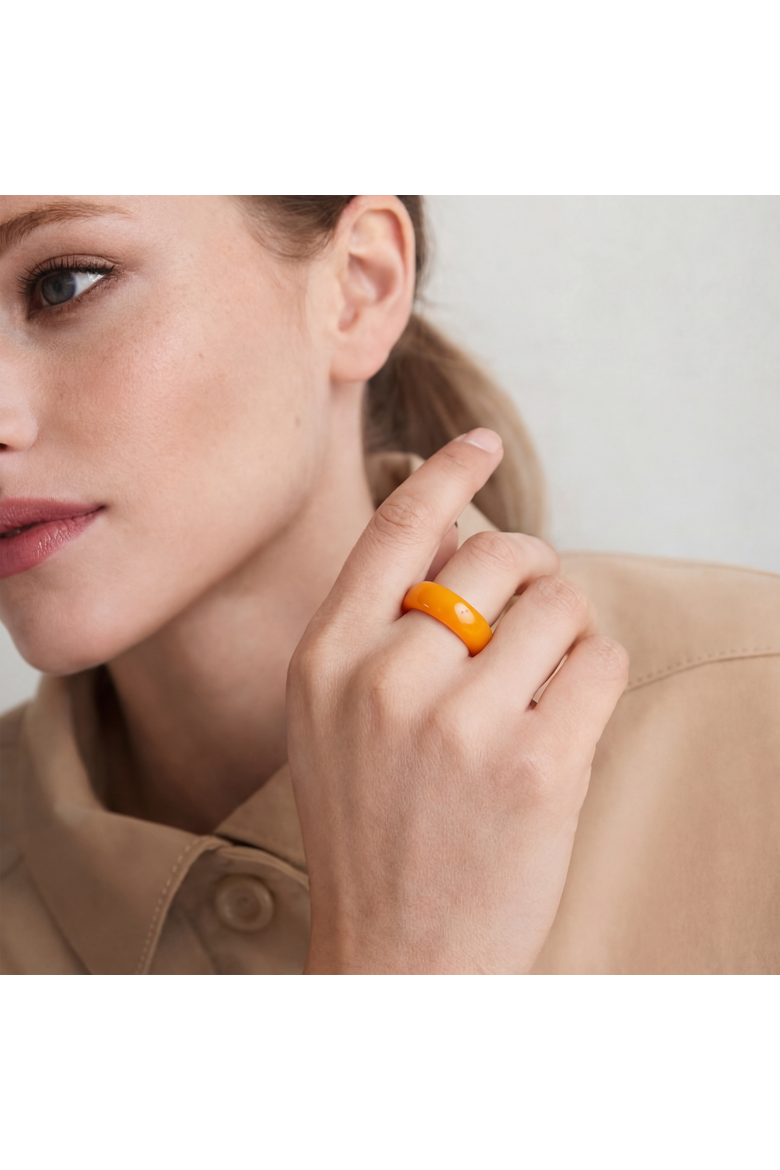Mandarin Orange Hand-Cast Resin Ring, Alternate, color, Orange