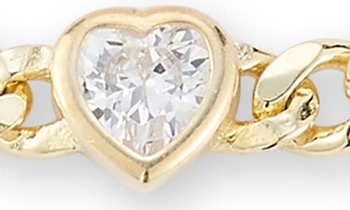 Glaze Jewelry Cubic Zirconia Heart Station Curb Chain Bracelet In Gold