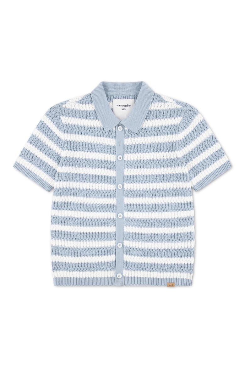 Kids' Stripe Cotton Blend Button Front Sweater, Main, color, BLUEFOG