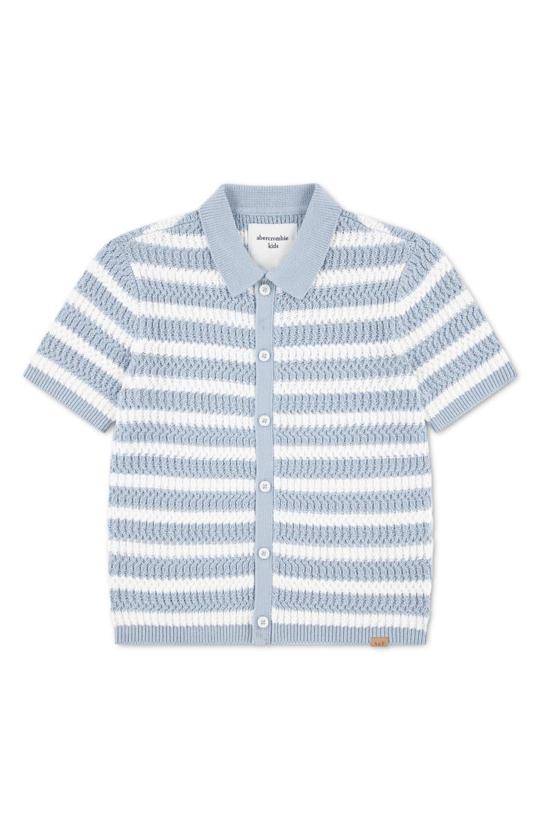 abercrombie kids Kids' Stripe Cotton Blend Button Front Sweater, Main, color, Bluefog