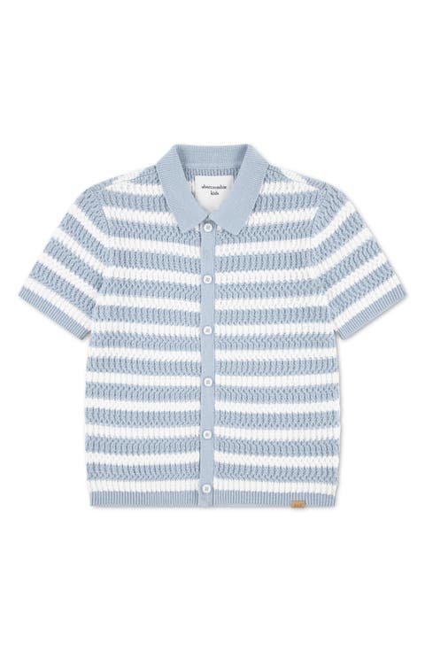 Kids' Stripe Cotton Blend Button Front Sweater (Little Kid & Big Kid)