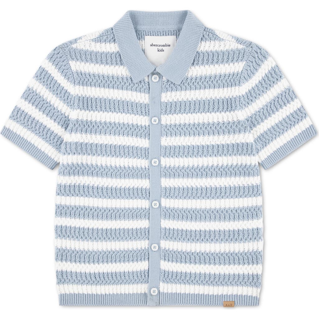 Abercrombie Kids Kids' Stripe Cotton Blend Button Front Sweater In Blue