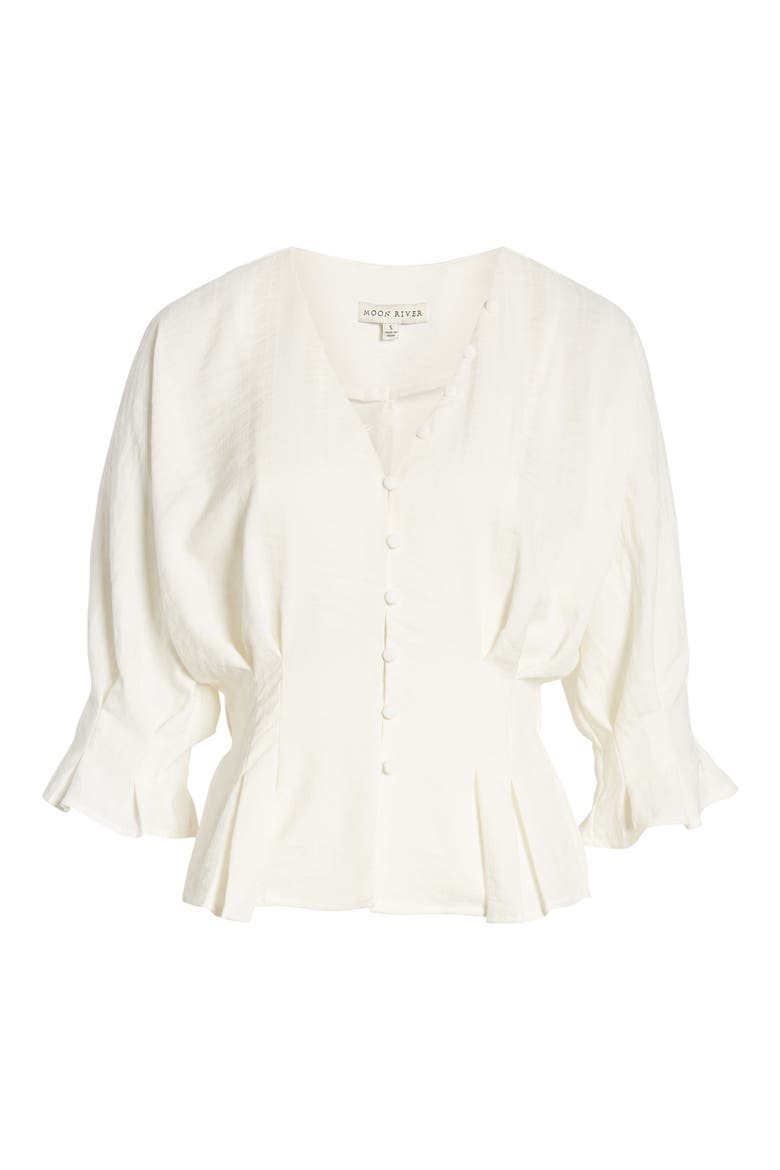 Cinched Waist Top, Alternate, color, WHITE