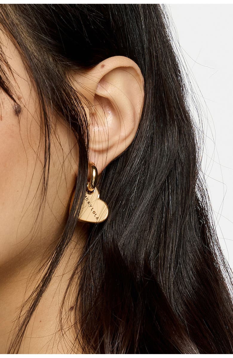 Bimba y Lola Heart hoop earrings, Alternate, color, Ivory