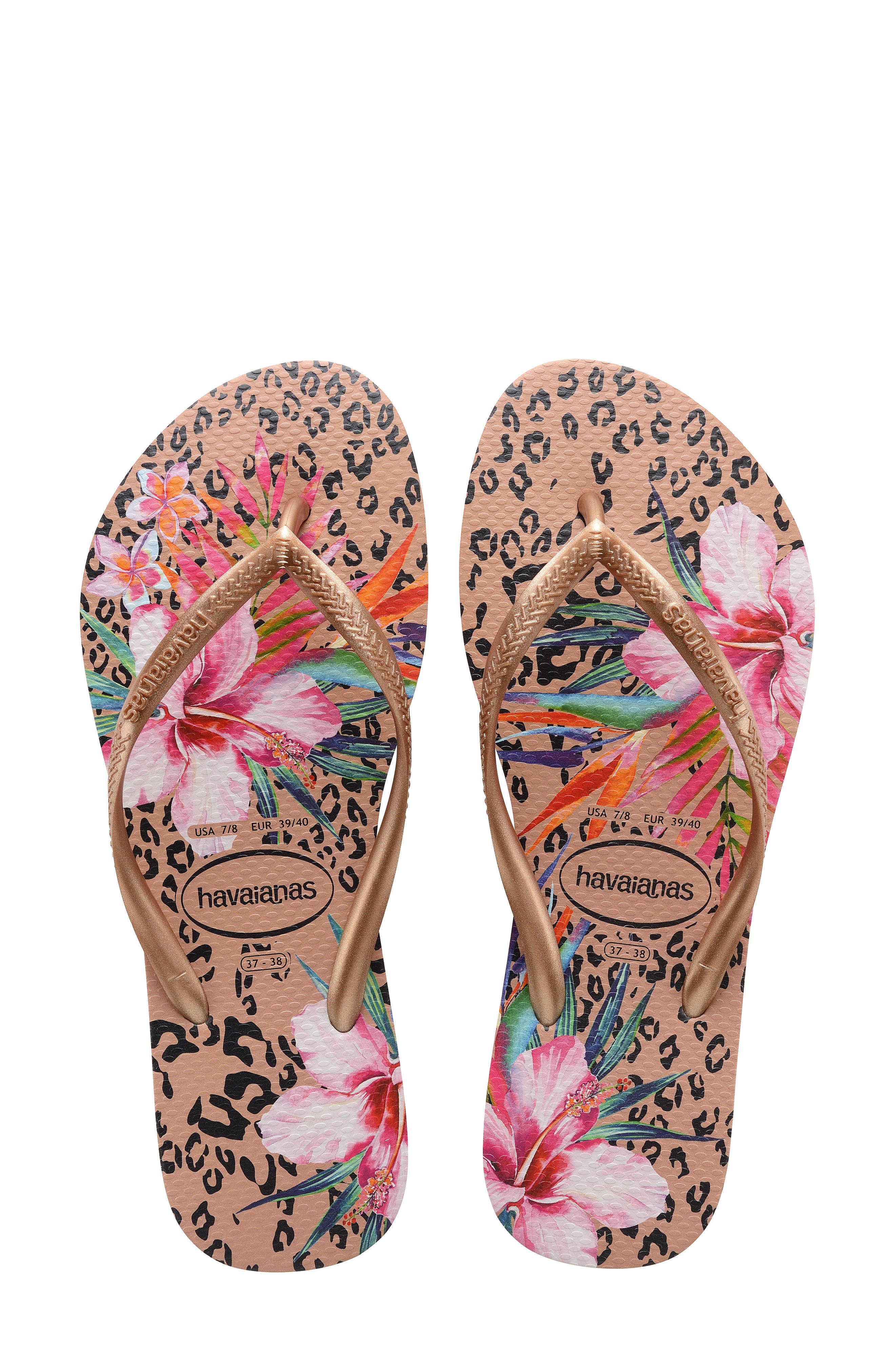 Slim Animal Floral Flip Flop, Main, color, CROCUS ROSE