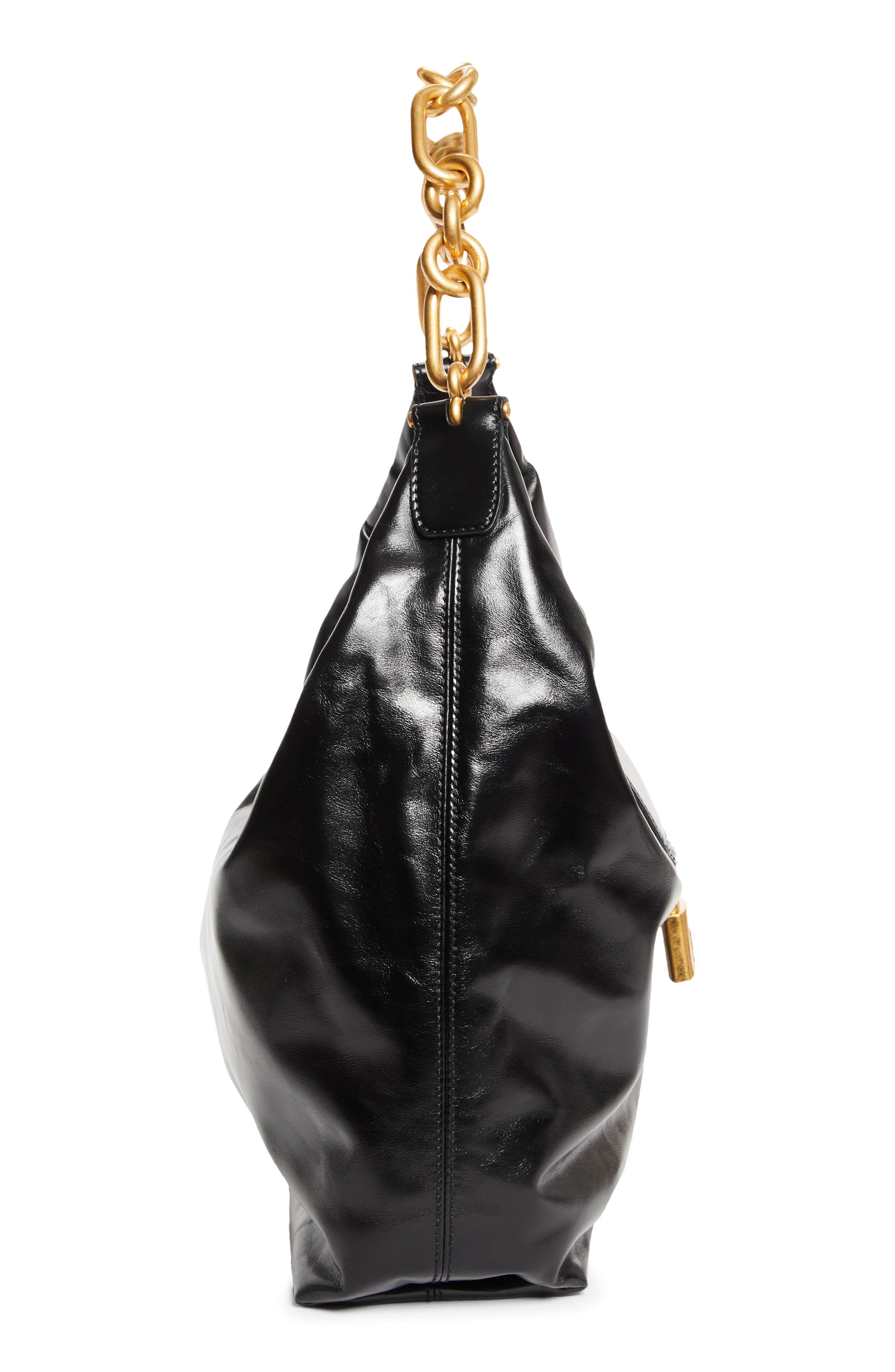 Balmain Sync Leather Hobo Bag, Alternate, color, 
