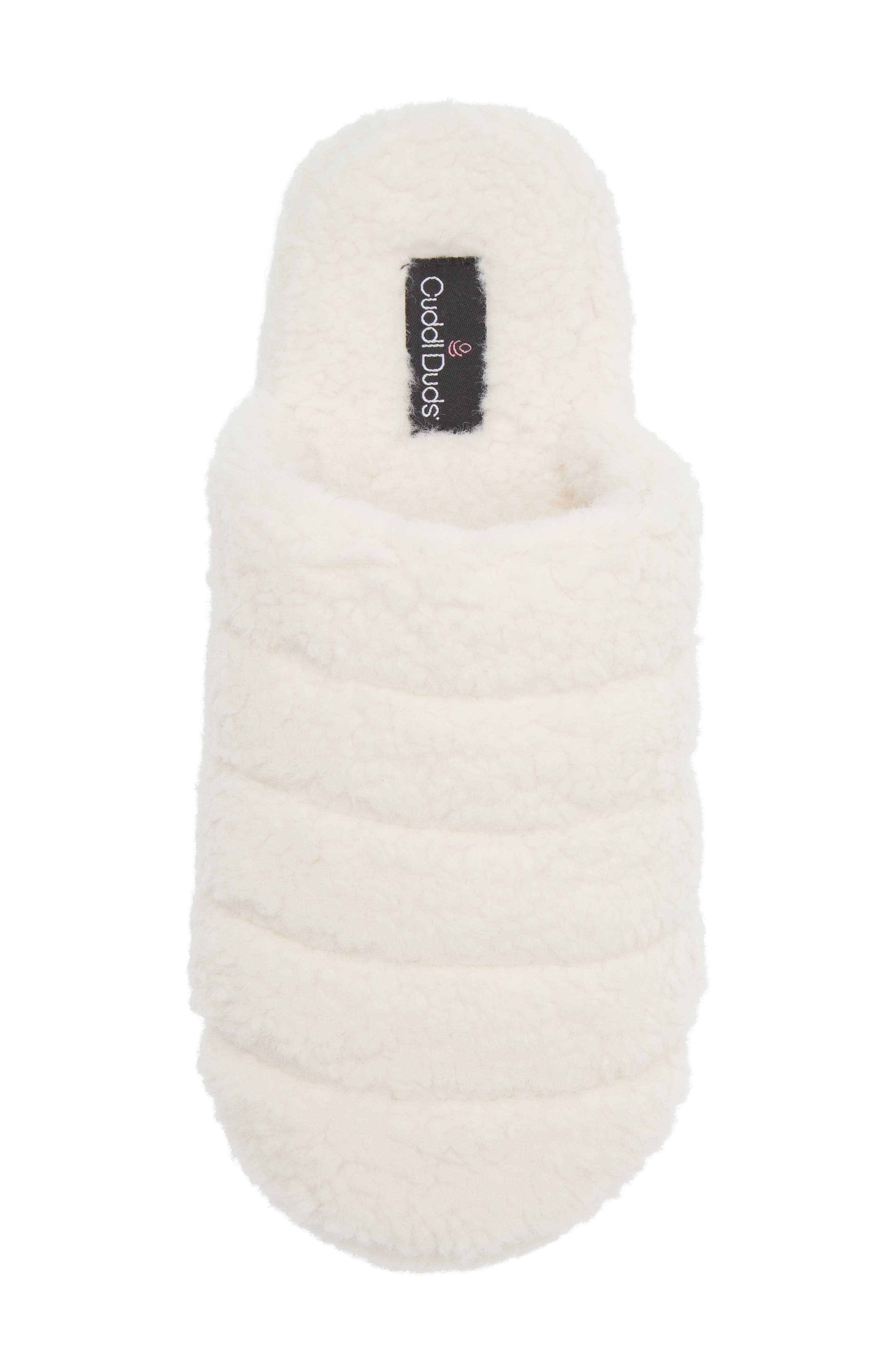 Quilted Faux Fur Scuff Slipper, Alternate, color, IVORY