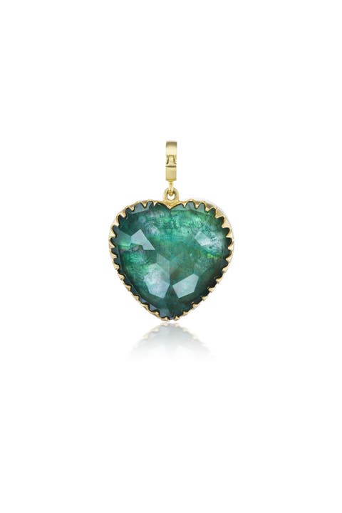 Small Green Labradorite Heart Charm