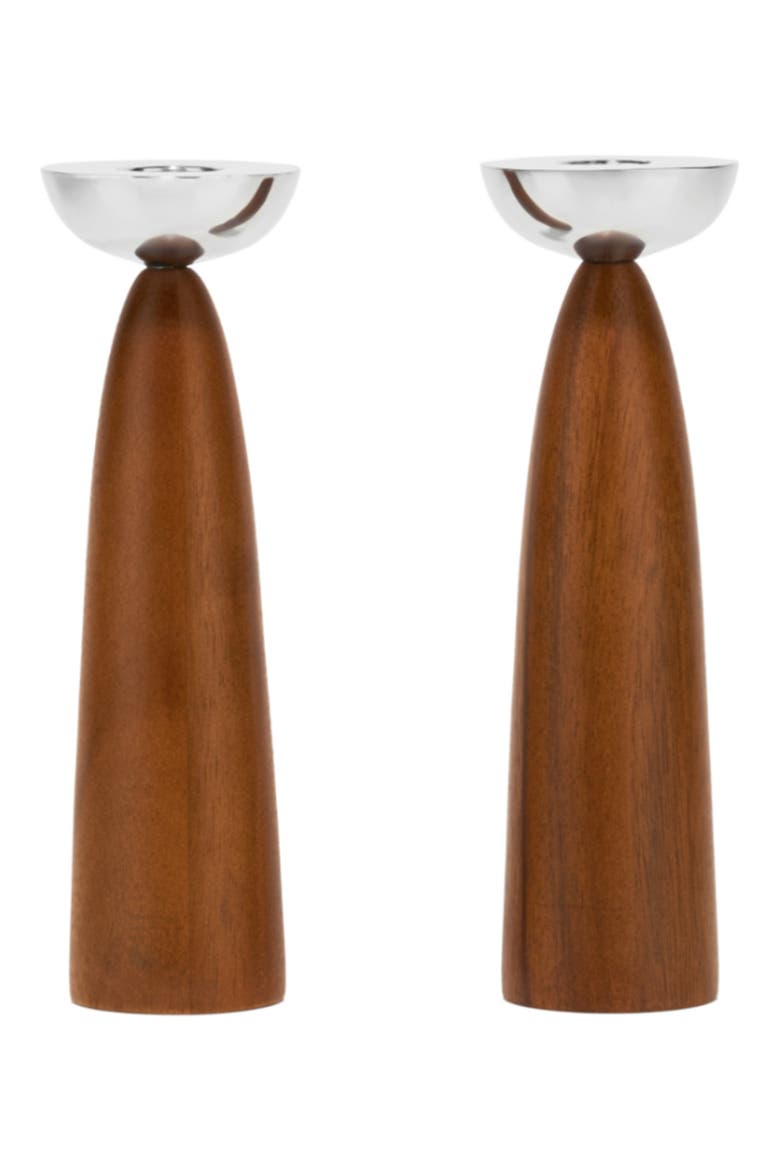 Unity Sabbath Set of 2 Candleholders, Main, color, BROWN/ SILVER