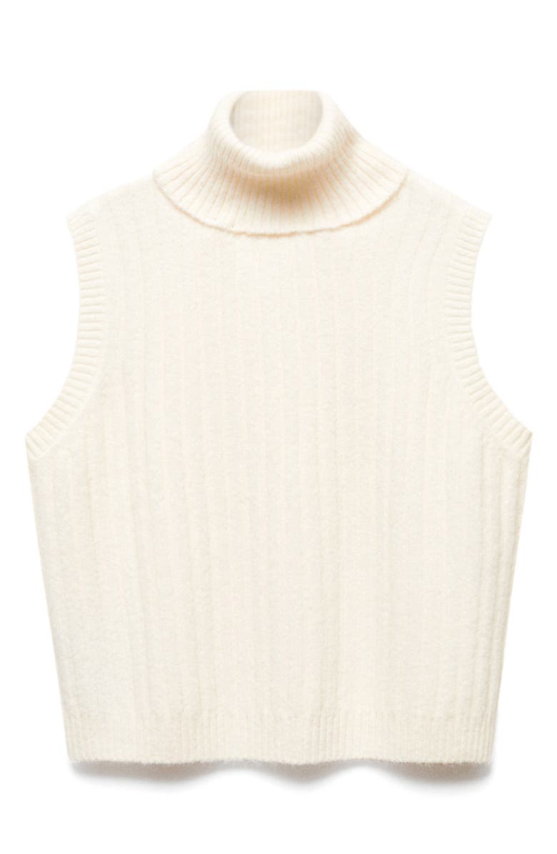 MANGO Rib Sleeveless Turtleneck Sweater, Alternate, color, 